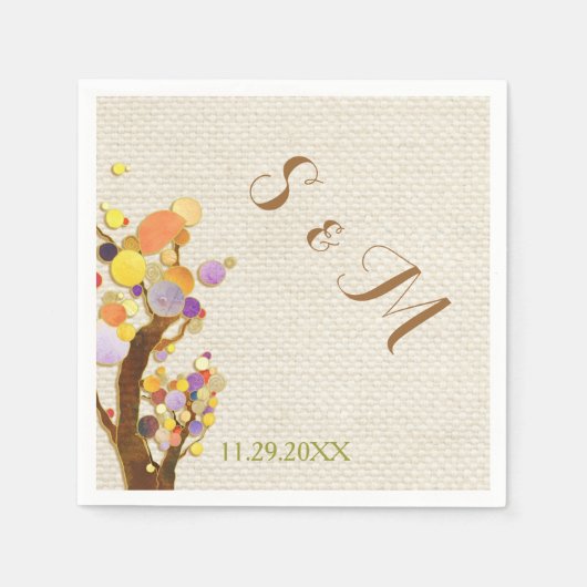 バーラ素朴ップツリーテーマ結婚ズ スタンダードカクテルナプキン (正面)