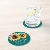 バーラ素朴ップティール（緑がかった色）ひまわり結婚の ラウンドペーパーコースター (インサイチュ)