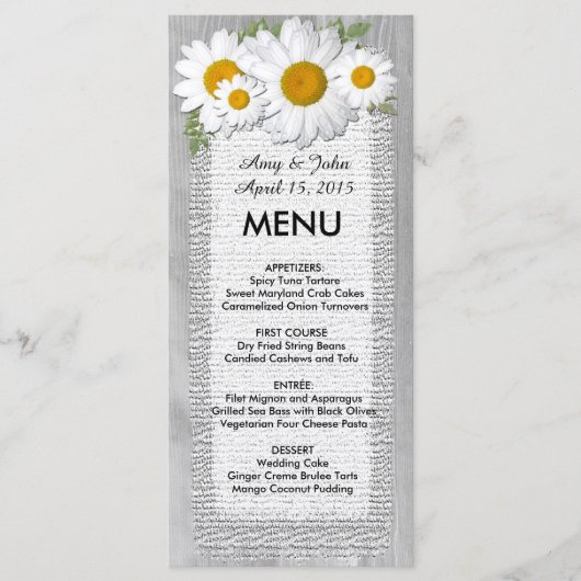 バーラ素朴ップデイジー結婚のメニューデイジー2 メニュー (正面)