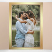 バーラ素朴ップトロピカルパームいかり結婚ライトズ 三つ折り招待状 (内部中)