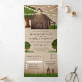 バーラ素朴ップファームウッドバーンストリングラ結婚イツズ 三つ折り招待状 (内部)