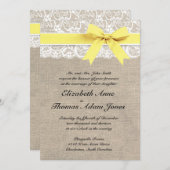 バーラ素朴ップレース結婚式招待状イエロー 招待状 (正面/裏面)