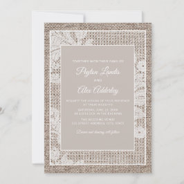 バーラ素朴ップヴィンテージエレガントホワイトレース結婚ズ 招待状