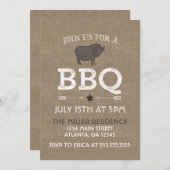 バーラ素朴ップヴィンテージBBQパーティー 招待状 (正面/裏面)