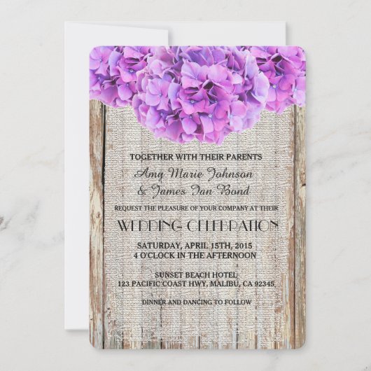 バーラ素朴ップ紫紫紫紫紫紫紫紫紫紫紫紫紫紫紫紫紫紫紫紫紫紫紫紫紫陽花結婚式ph1への招待 招待状 (正面)