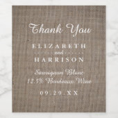 バーラ素朴ップ結婚の感謝のお願い ワインラベル (シングルラベル)