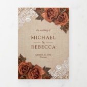バーラ素朴ップ自然ダスティテラコッタバラ結婚ズ 三つ折り招待状 (カバー)