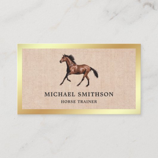 バーラ素朴ップ金箔乗馬インストラクター 名刺 (正面)