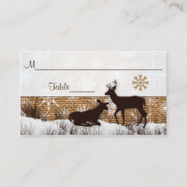 バーラ素朴ップ、スノーフレーク&ディアー結婚ズプレイスカード プレイスカード