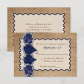 バーラ素朴ップ、プリントレース、ボーウェディングRSVPカード 出欠カード (正面/裏面)