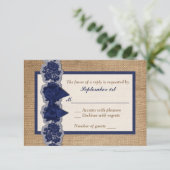 バーラ素朴ップ、プリントレース、ボーウェディングRSVPカード 出欠カード (スタンド正面)