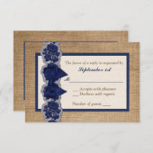 バーラ素朴ップ、プリントレース、ボーウェディングRSVPカード 出欠カード (正面/裏面)