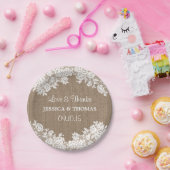 バーラ素朴ップ&ホワイトレースの結婚紙プレート ペーパープレート (パーティー)