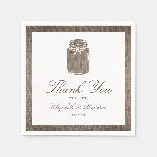 バーラ素朴ップ・メイスン・結婚ジャー スタンダードカクテルナプキン (正面)