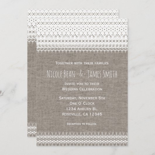 バーラ素朴ップ&レエレガントース結婚式招待状 招待状 (正面/裏面)