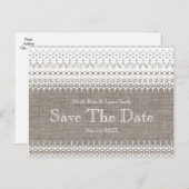 バーラ素朴ップ&レースエレガントウェディング日付を保存 案内ポストカード (正面/裏面)