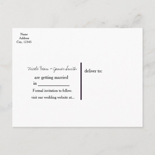 バーラ素朴ップ&レースエレガントウェディング日付を保存 案内ポストカード (裏面)