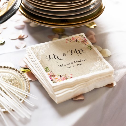 バーラ素朴ップ・レース・フローラミセス結婚ズ スタンダードカクテルナプキン