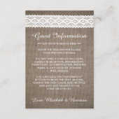 バーラ素朴ップ&ヴィンテージホワイトレース結婚ズ詳細 エンクロージャーカード (正面)
