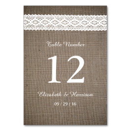 バーラ素朴ップ&ヴィンテージホワイトレース結婚ズ テーブルナンバー