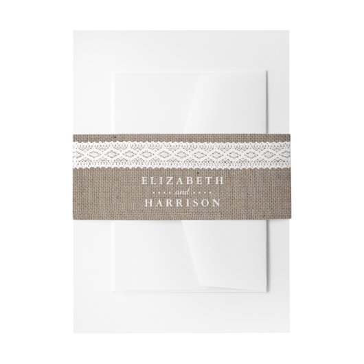 バーラ素朴ップ&ヴィンテージホワイトレース結婚ズ 招待状ベリーバンド (正面例)