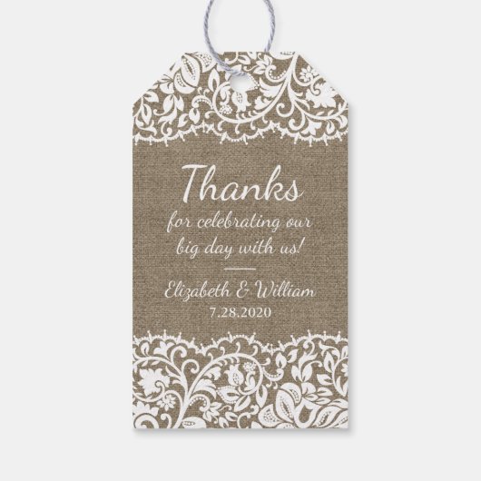 バーラ素朴ップ&ヴィンテージレース結婚の皆様 ギフトタグ (裏面)