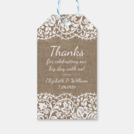 バーラ素朴ップ&ヴィンテージレース結婚の皆様 ギフトタグ