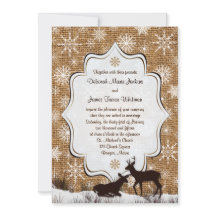 バーラ素朴ップ、雪片、鹿の結婚式の招待