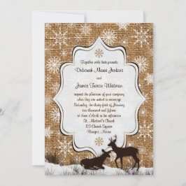 バーラ素朴ップ、雪片、鹿の結婚式の招待 招待状