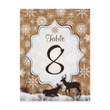 バーラ素朴ップ、雪片、鹿テーブル番号カード