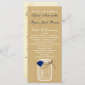 バーラ、ネイビーブルーバラメイソンjarウェディングプログラム プログラム (正面/裏面)