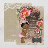バーリアップレースパールエスニックプリンセスベイビーシャワー 招待状 (正面/裏面)