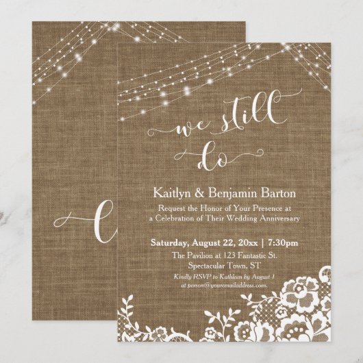 バーリアップレースライトストリングス 私たちはいまだに アニバーサリー 招待状 (正面/裏面)