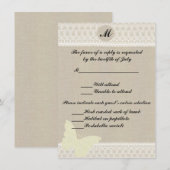 バーリアップ＆レースのイニシャル付返信カード 招待状 (正面/裏面)