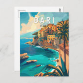 バーリイタリアトラベルアートヴィンテージ ポストカード (正面/裏面)