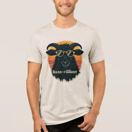 バーリエント 面白い 羊 だじゃれ レトロ サンセット サングラス トライブレンドＴシャツ