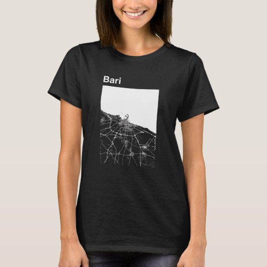 バーリクラシックイタリア市地図グラフィック Tシャツ (正面)