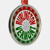 バーリントンヴァーモントの赤い緑の雪片のオーナメント メタルオーナメント (右)