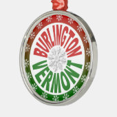 バーリントンヴァーモントの赤い緑の雪片のオーナメント メタルオーナメント (左)