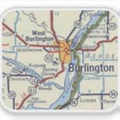バーリントンIAの地図 シール (正面)