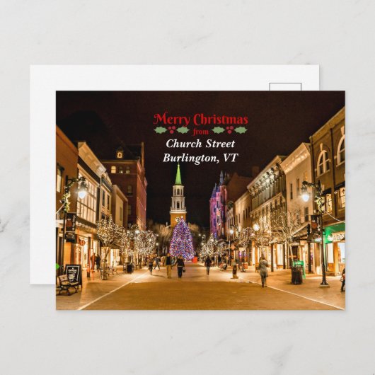バーリントンVTからのメリークリスマス。 ポストカード (正面/裏面)