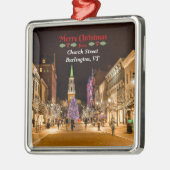 バーリントンVTからのメリークリスマス。 メタルオーナメント (左)