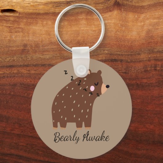 バーリーアウェイクおもしろい引用文かわいい漫画クマ動物 キーホルダー (正面)