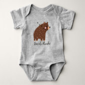 バーリーアウェイクおもしろい引用文かわいい漫画クマ動物 ベビーボディスーツ (正面)
