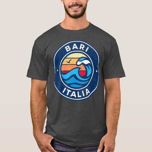 バーリーイタリアヴィンテージ航海のウェーブデザイン Tシャツ (正面)