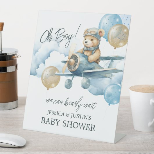 バーリーウェイエア飛行機ベビーシャワーウェルカムサイン 台座サイン (インサイチュ)