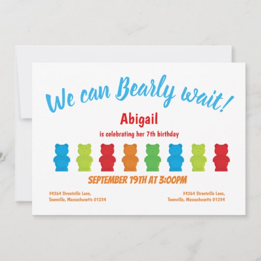 バーリーウェイグミベアキッド誕生日招待状 招待状 (正面)
