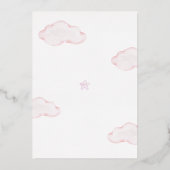 バーリーウェイテディベアーガールベビーシャワーバラ金ゴールド 箔招待状 (裏面)