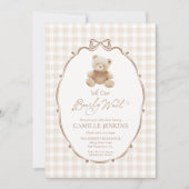 バーリーウェイテディベアーギンガムベビーシャワー招待状 招待状 (正面)