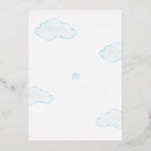 バーリーウェイテディベアーブルーボーイベビーシャワー金ゴールド 箔招待状 (裏面)